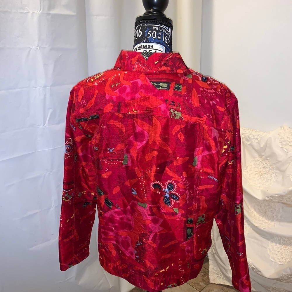 Coldwater Creek PL Red Design lined Silk Jacket - Picture 2 of 5